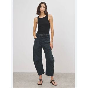 Nili Lotah Shon Pant Carbon Gray Women’s 10 curved silhouette baggy twill boho